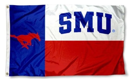 Southern Methodist Mustangs USA Flag 3X5 Banner Polyester with 2 Brass Grommets