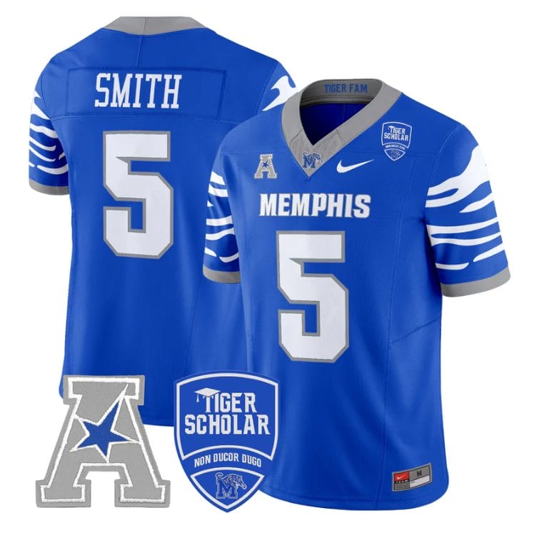 Sutton Smith Jersey #5 Memphis Tigers 2025 Vapor Limited Stitched Royal