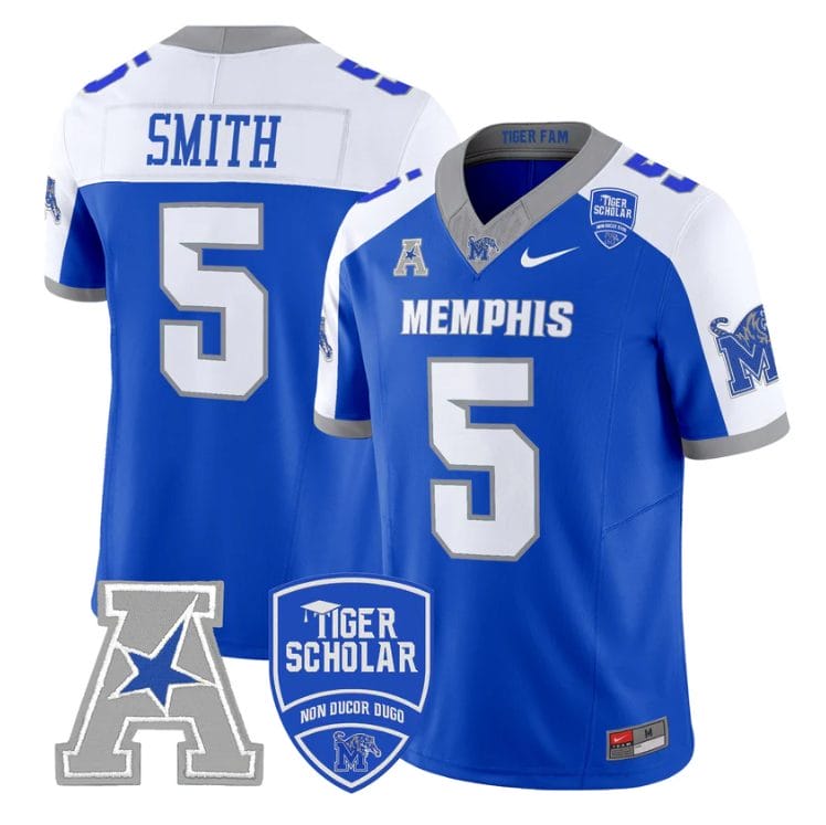 Sutton Smith Jersey #5 Memphis Tigers 2025 Vapor Limited Stitched Royal Alter