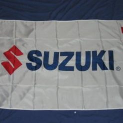 Suzuki Racing Flag White Red 3X5 Ft Polyester Banner USA 90x150cm
