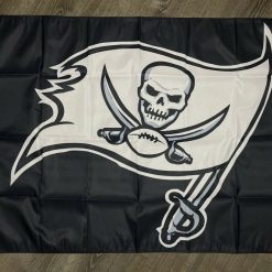 Tampa Bay Buccaneers Logo Flag 3x5 ft Sports Black Banner Man-Cave Garage
