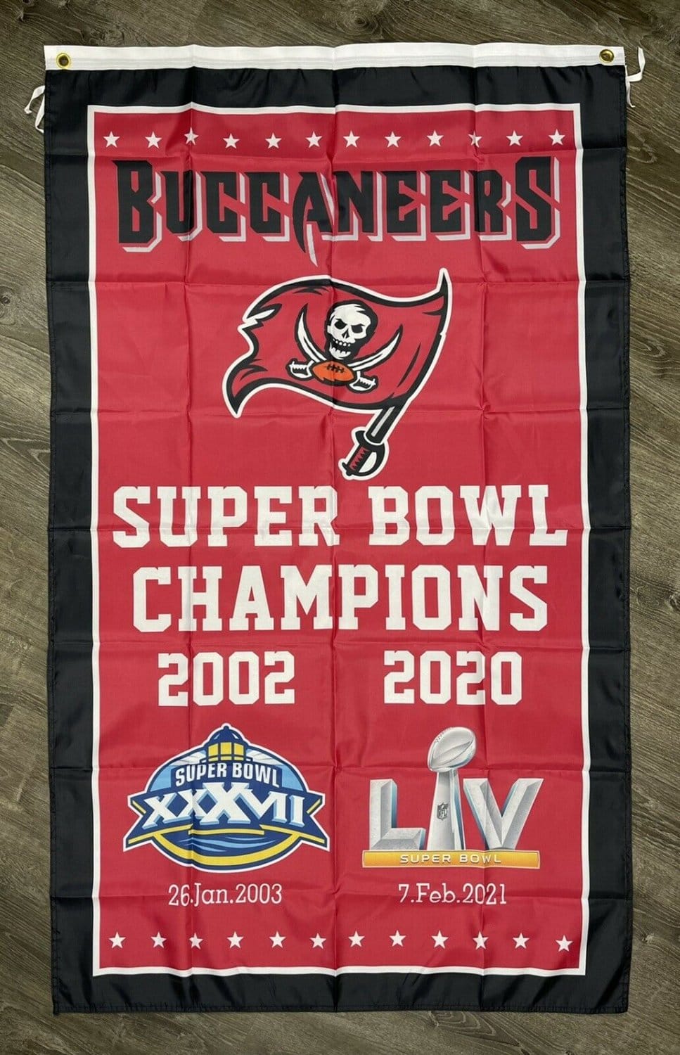 Tampa Bay Buccaneers Super Bowl Championship Flag Vertical 3x5 ft Banner Man-Cave