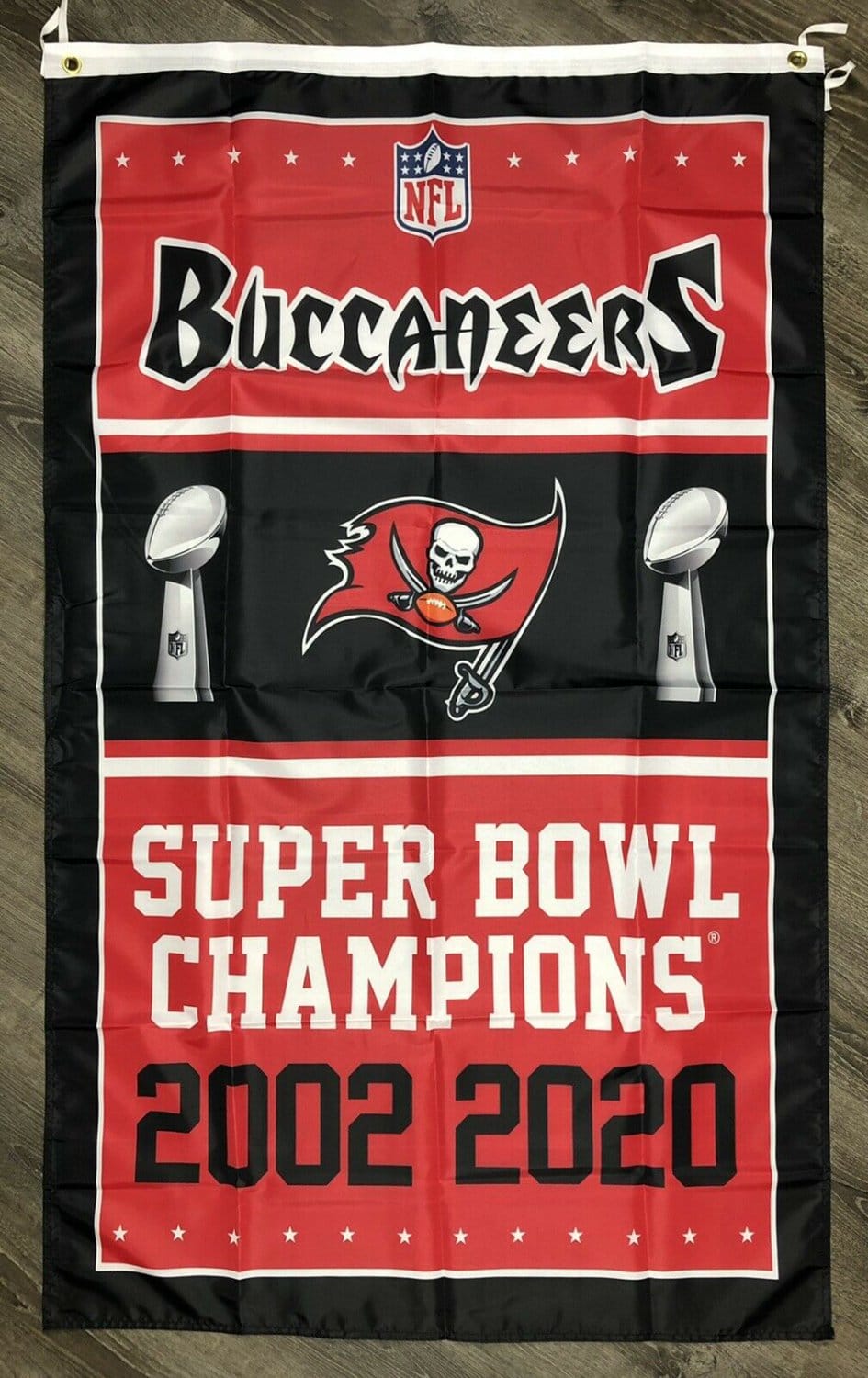 Tampa Bay Buccaneers Vertical Super Bowl Championship Flag 3x5 ft Banner Man-Cave
