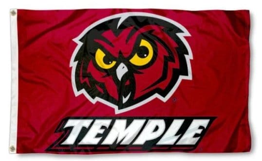 Temple Owls Flag 3X5ft Banner USA Polyester with 2 Brass Grommets