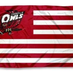 Temple Owls Red USA Flag 3X5ft Banner USA Polyester with 2 Brass Grommets