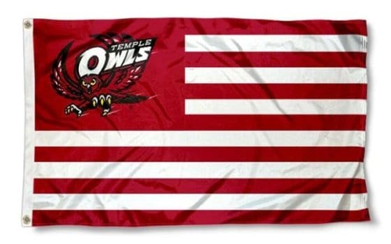 Temple Owls Red USA Flag 3X5ft Banner USA Polyester with 2 Brass Grommets