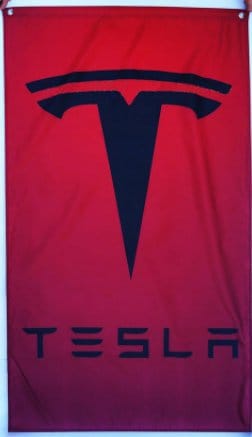 Tesla Flag Car Racing Red Vertical 3X5 Ft Polyester Banner USA 90x150cm
