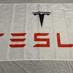 Tesla Flag White 3X5 Ft Polyester Banner USA 90x150cm