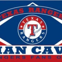 Texas Rangers Man Cave Flag 3X5Ft Banner USA Polyester with Brass Grommets