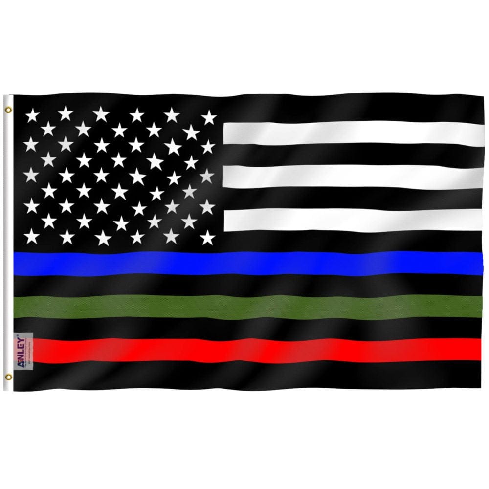 Thin Blue Red and Green Line USA Polyester Flag with Brass Grommets 3X5Ft Banner USA