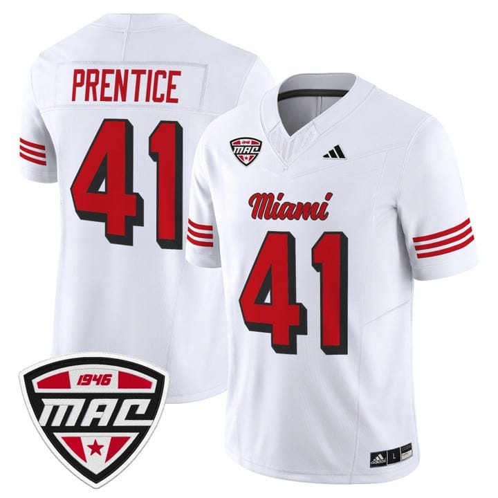 Alternative view of Travis Prentice Jersey #41 Miami OH RedHawks 2025 Limited Stitched