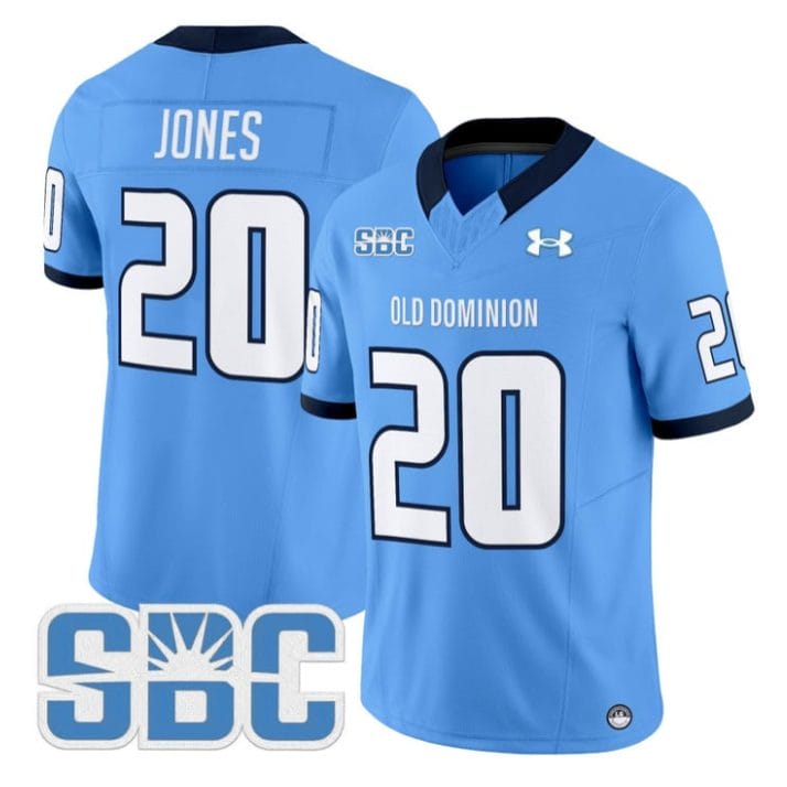 Trequan Jones Jersey #20 Old Dominion Monarchs 2025 Vapor Stitched Blue