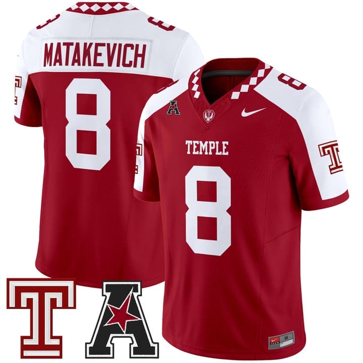 Tyler Matakevich Jersey #8 Temple Owls 2025 Vapor Limited Stitched - Image 4