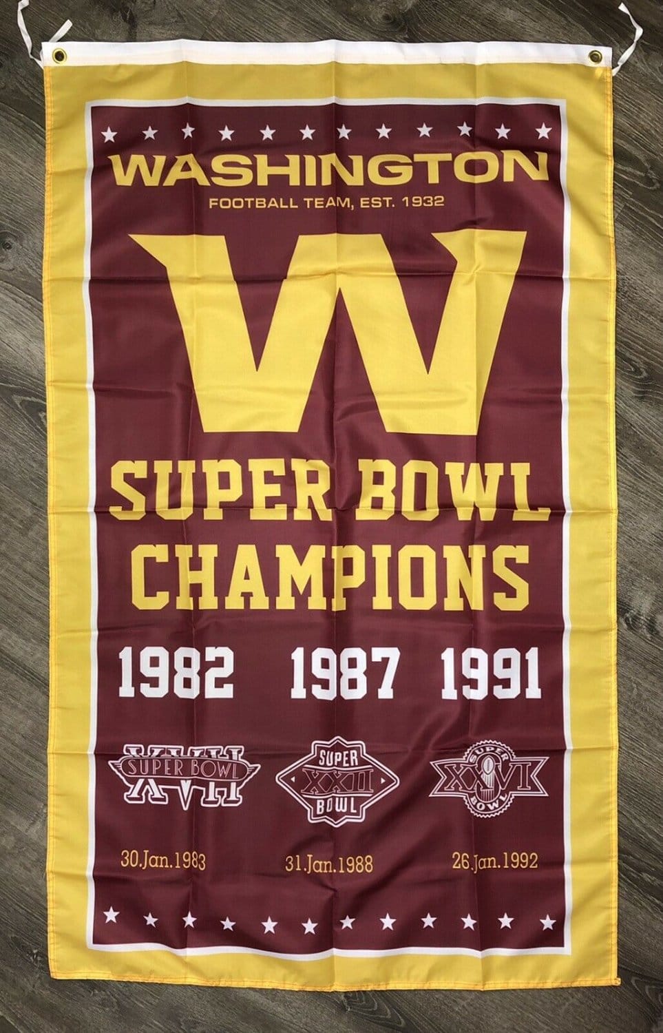 Washington Football Team Redskins Super Bowl Championship Flag Vertical 3x5 ft Banner