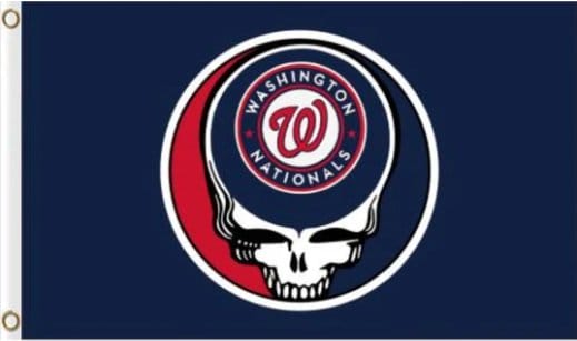 Washington Nationals Dead Skull Flag 3X5Ft Banner USA Polyester with Brass Grommets