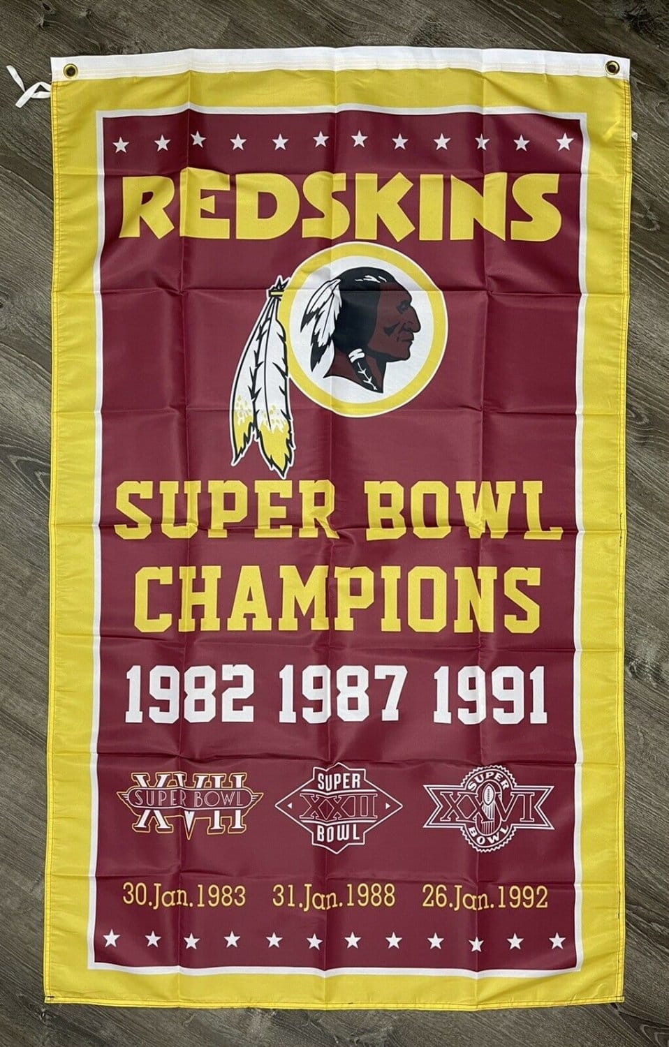 Washington Redskins Super Bowl Championship Flag Vertical 3x5 ft Sports Banner New