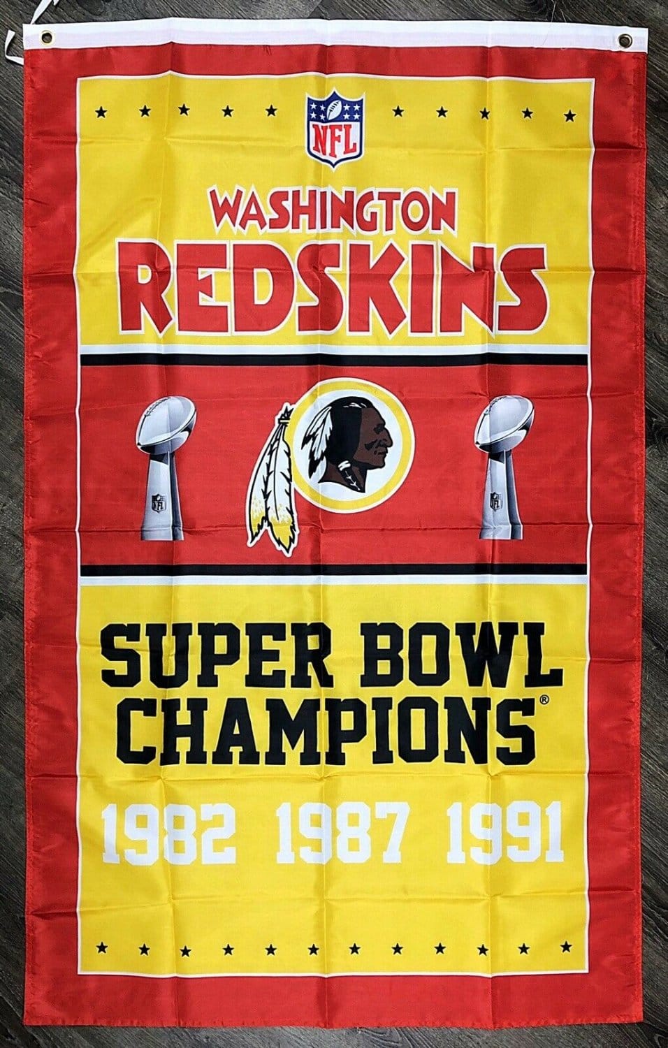 Washington Redskins Vertical Super Bowl Championship Flag 3x5 ft Sports Banner New