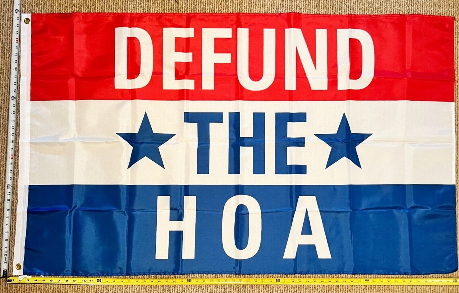 Welcome Flag Defund The HOA Block Home Owners Sign Poster USA 3x5'