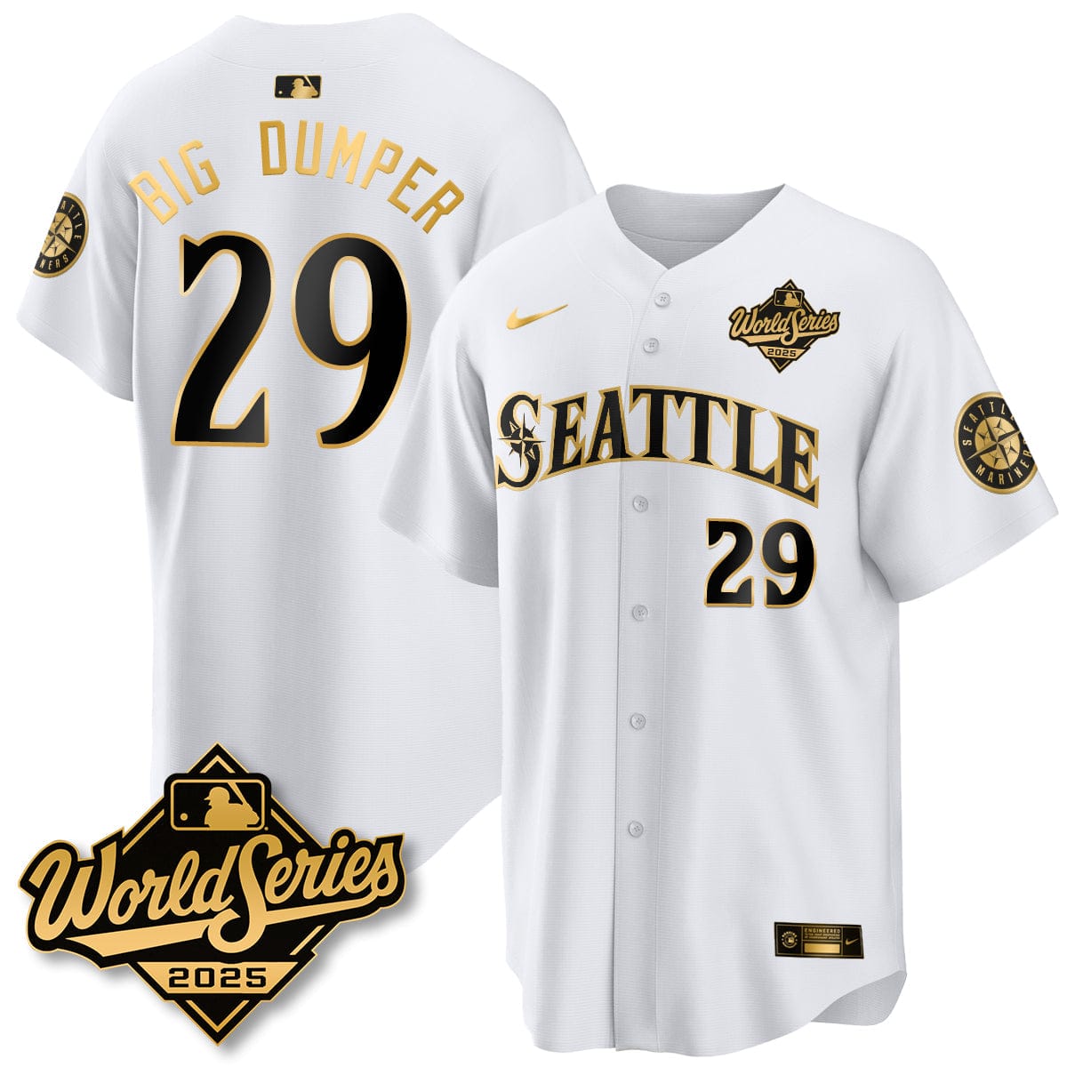 Seattle Mariners 2025 World Series Gold Jersey - All Stitched - Image 21