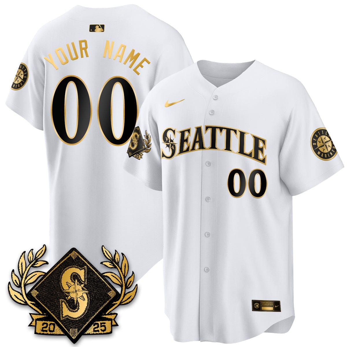 Seattle Mariners 2025 Series Gold Champions Custom Jersey - All Stitched - Image 3