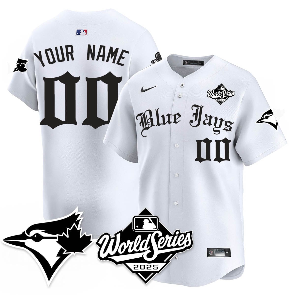 Alternative view of Toronto Blue Jays Gothic 2025 World Series Custom Jersey - All Stitched
