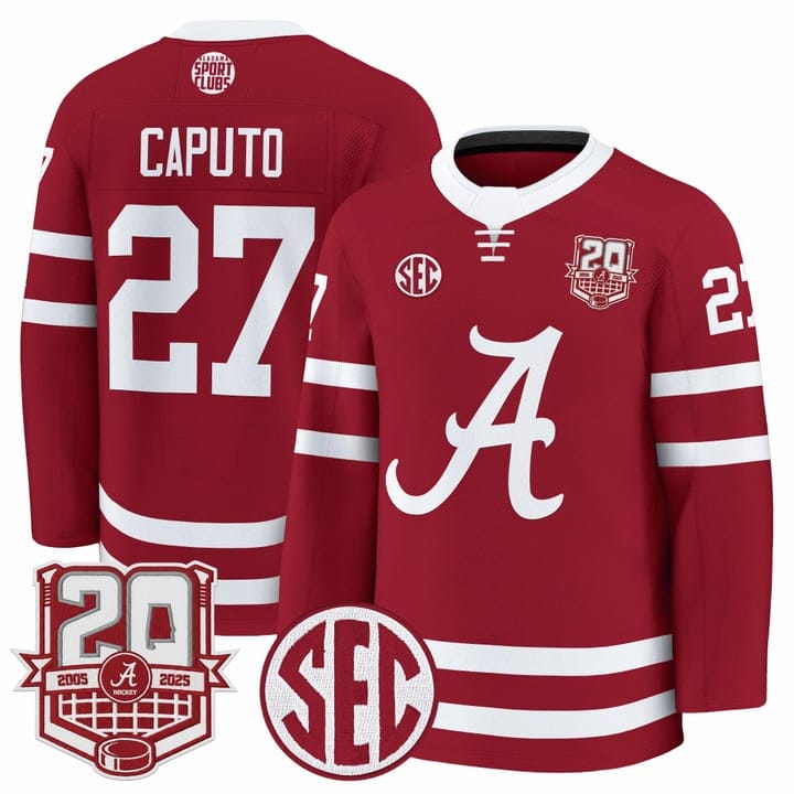 Alternative view of Will Caputo Jersey #27  Alabama Crimson Tide 2025-26 Premium 20th Anniversary Patch Stitched
