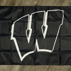 Wisconsin Badgers Logo Flag 3x5 ft Black Sports Banner Man-Cave Garage