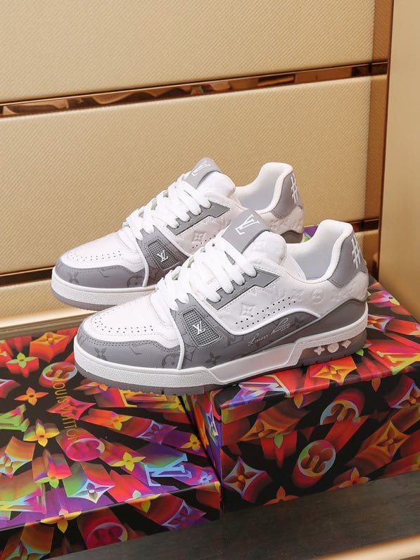 Luxury Trainer Skate Sneakers Shoes #54 Signature Gray White - Image 6