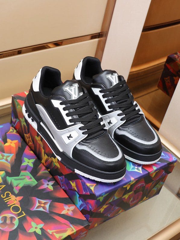 Luxury Virgil Trainer Sneakers Shoes #54 Signature Black Grey Monogram - Image 6
