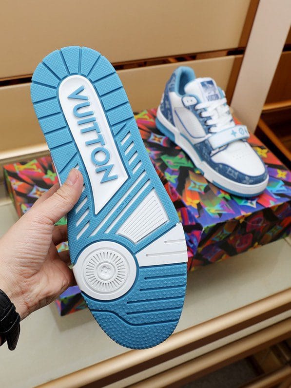 Luxury Virgil Trainer Sneakers Shoes Signature Blue White Monogram - Image 4