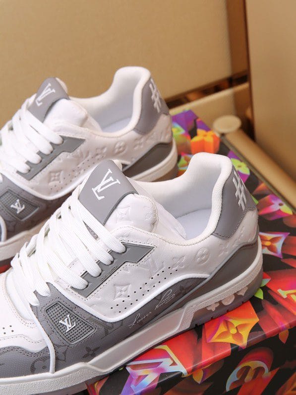 Luxury Trainer Skate Sneakers Shoes #54 Signature Gray White - Image 4