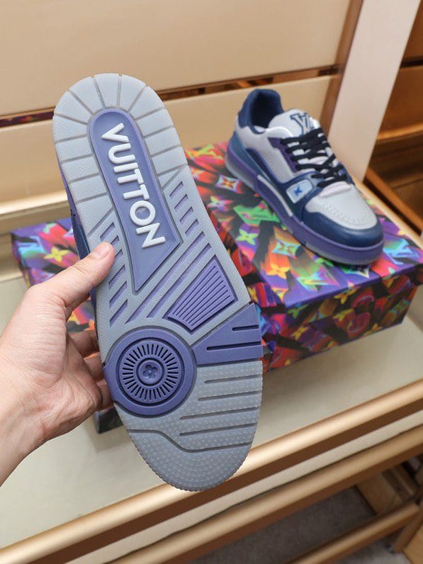 Luxury Virgil Trainer Sneakers Shoes #54 Signature Blue Light Grey Monogram - Image 2