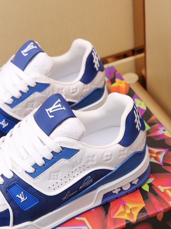 Luxury Trainer Sneakers Shoes #54 Signature Blue and White - Image 2