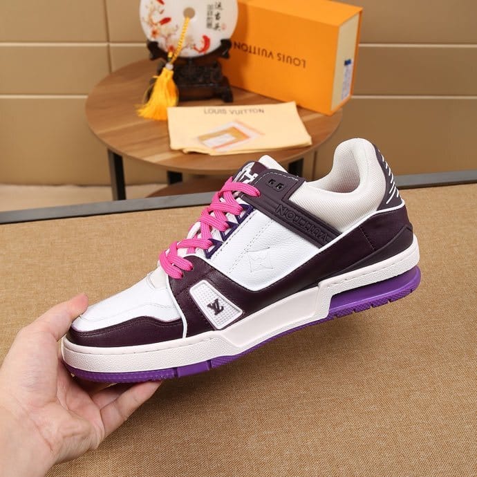 Luxury Virgil Trainer Sneakers Shoes Signature White Purple Monogram - Image 5