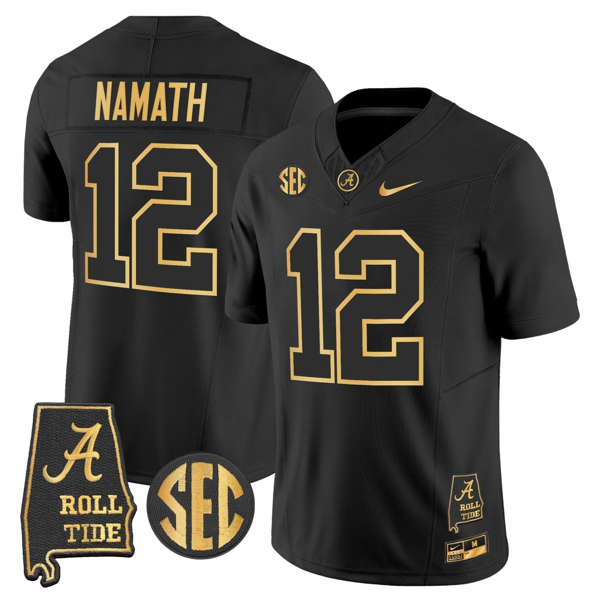 Alabama Crimson Tide 2025 Gold Vapor Limited Jersey - Alabama Map - All Stitched - Image 8