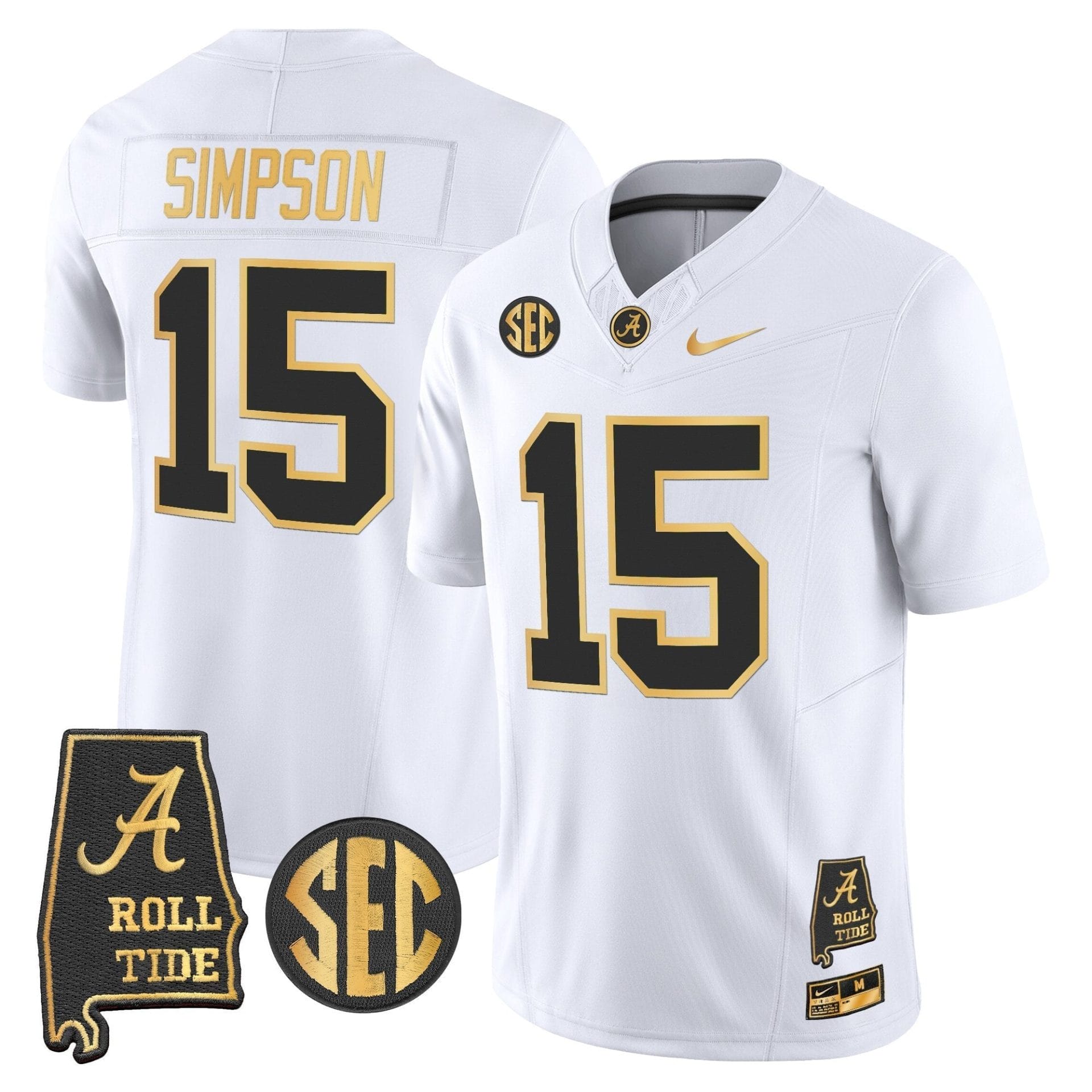 Alabama Crimson Tide 2025 Gold Vapor Limited Jersey - Alabama Map - All Stitched - Image 11