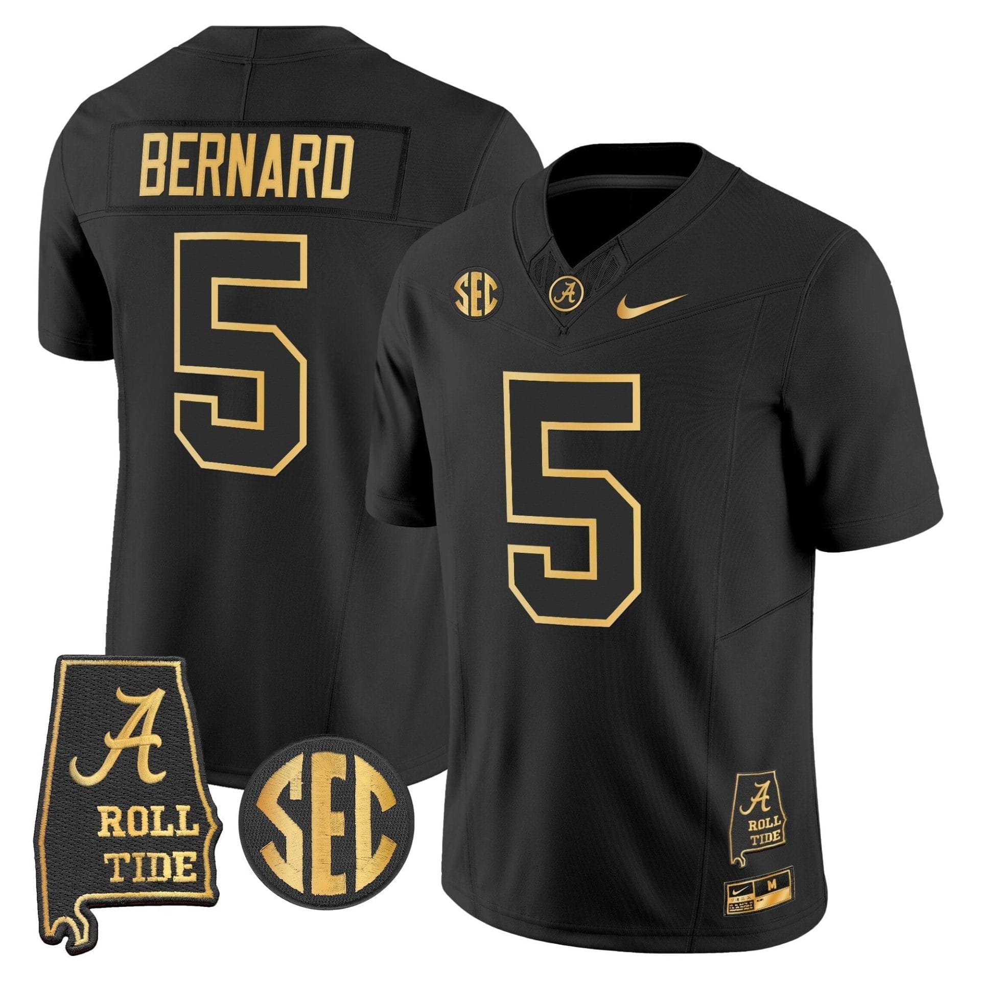 Alabama Crimson Tide 2025 Gold Vapor Limited Jersey - Alabama Map - All Stitched - Image 4