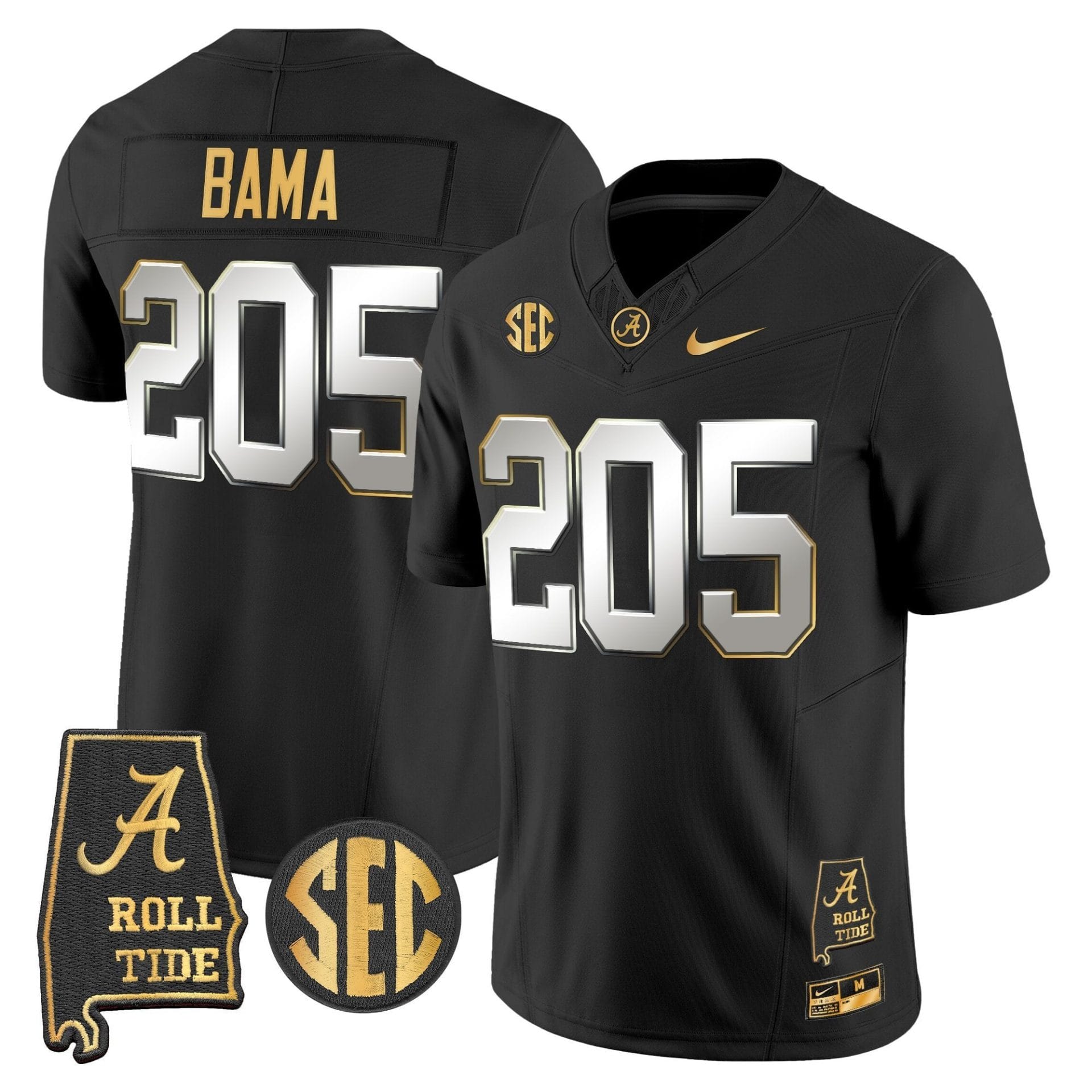 Alabama Crimson Tide 2025 Gold Vapor Limited Jersey - Alabama Map - All Stitched - Image 22