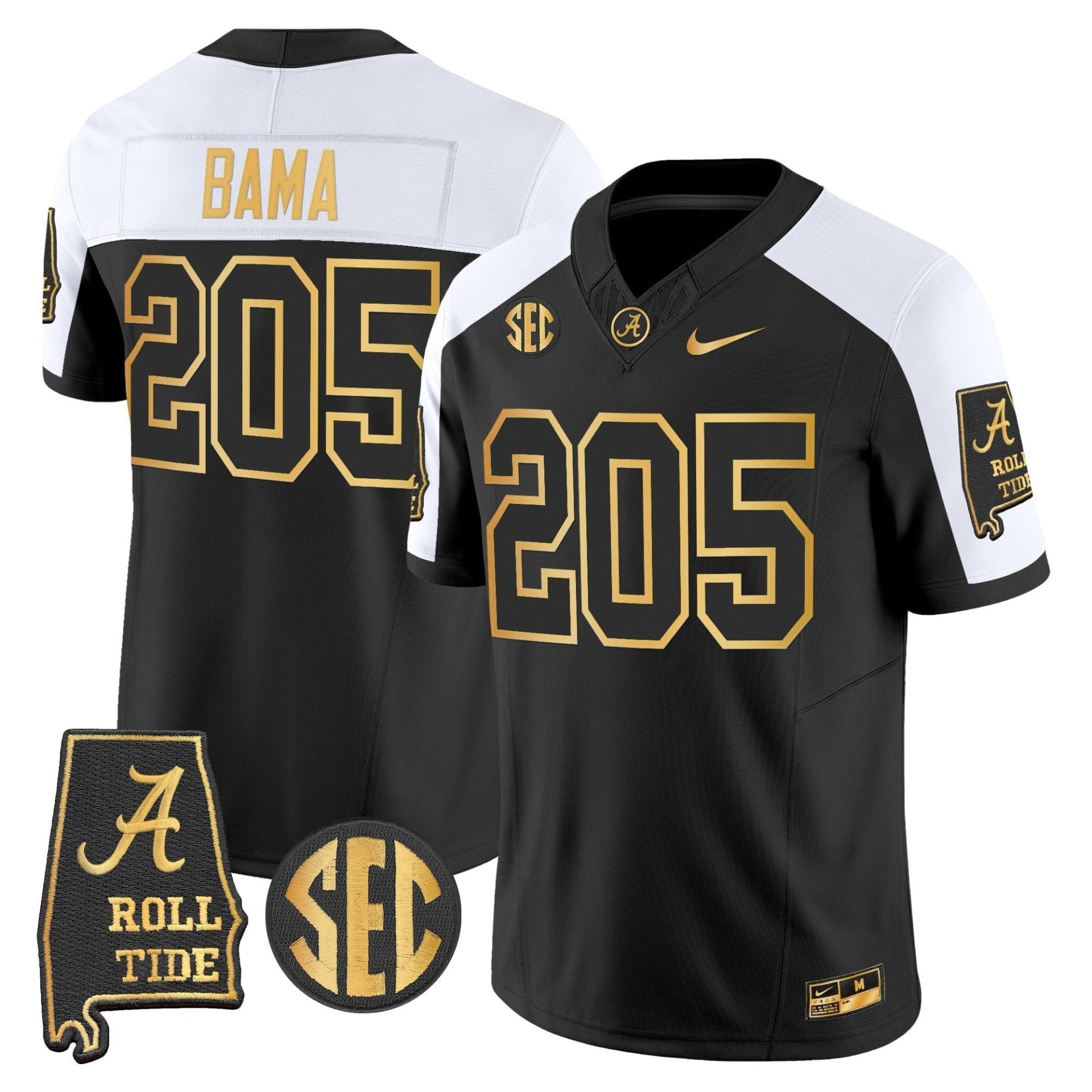 Alabama Crimson Tide 2025 Gold Vapor Limited Jersey - Alabama Map - All Stitched - Image 32