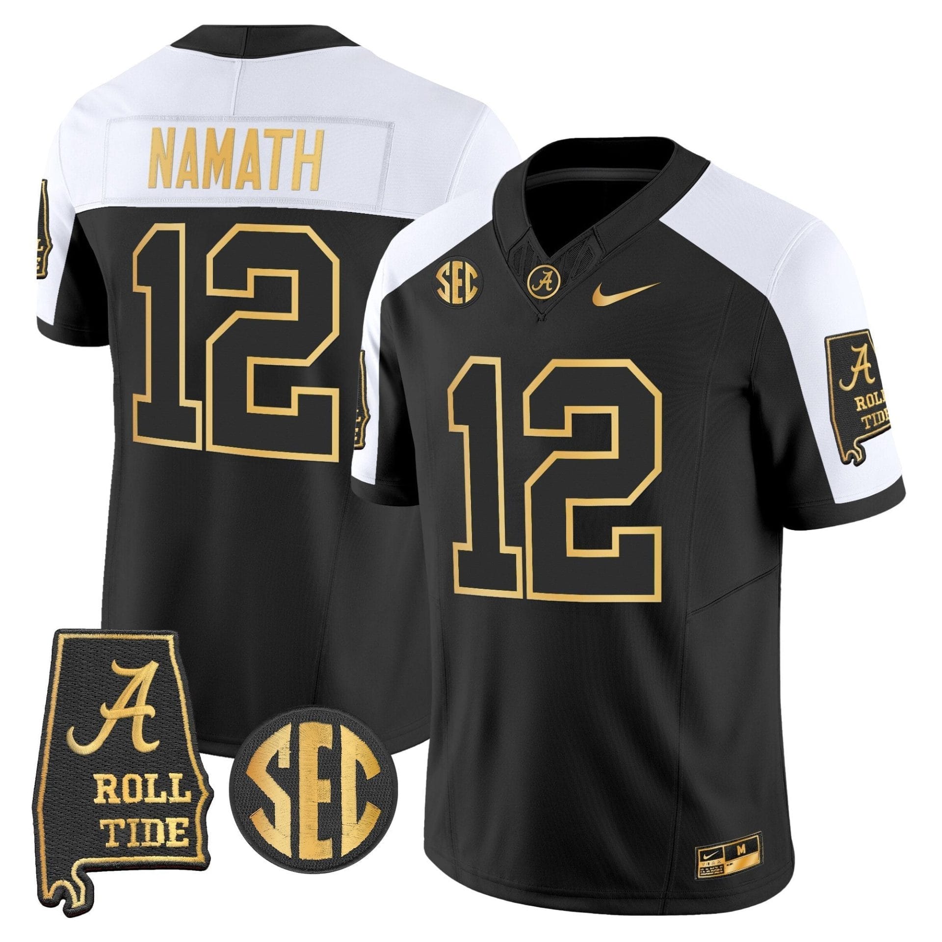 Alabama Crimson Tide 2025 Gold Vapor Limited Jersey - Alabama Map - All Stitched - Image 38