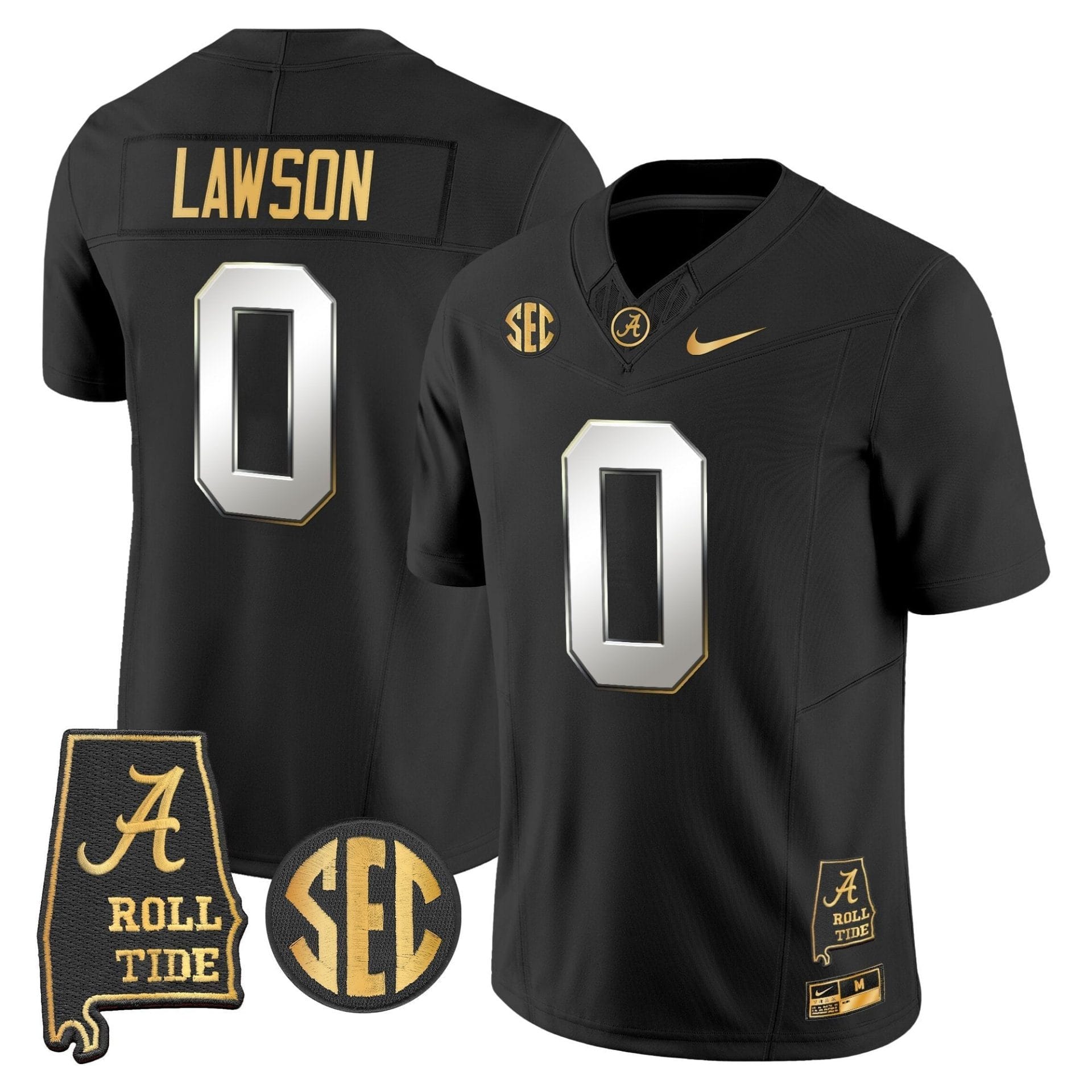 Alabama Crimson Tide 2025 Gold Vapor Limited Jersey - Alabama Map - All Stitched - Image 27