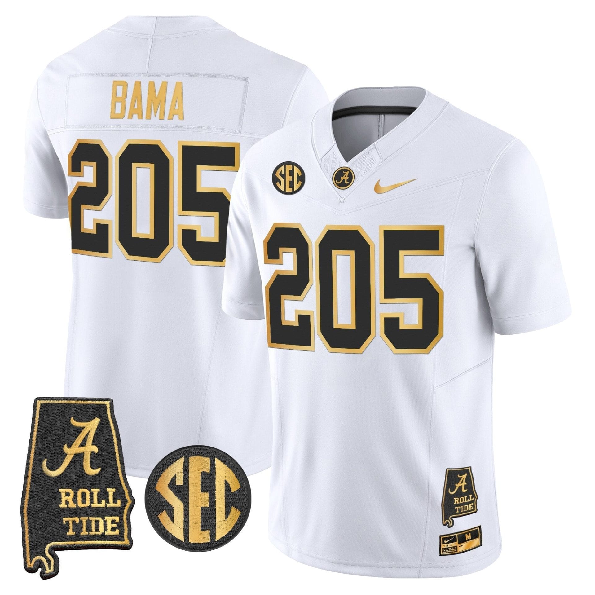Alabama Crimson Tide 2025 Gold Vapor Limited Jersey - Alabama Map - All Stitched - Image 12