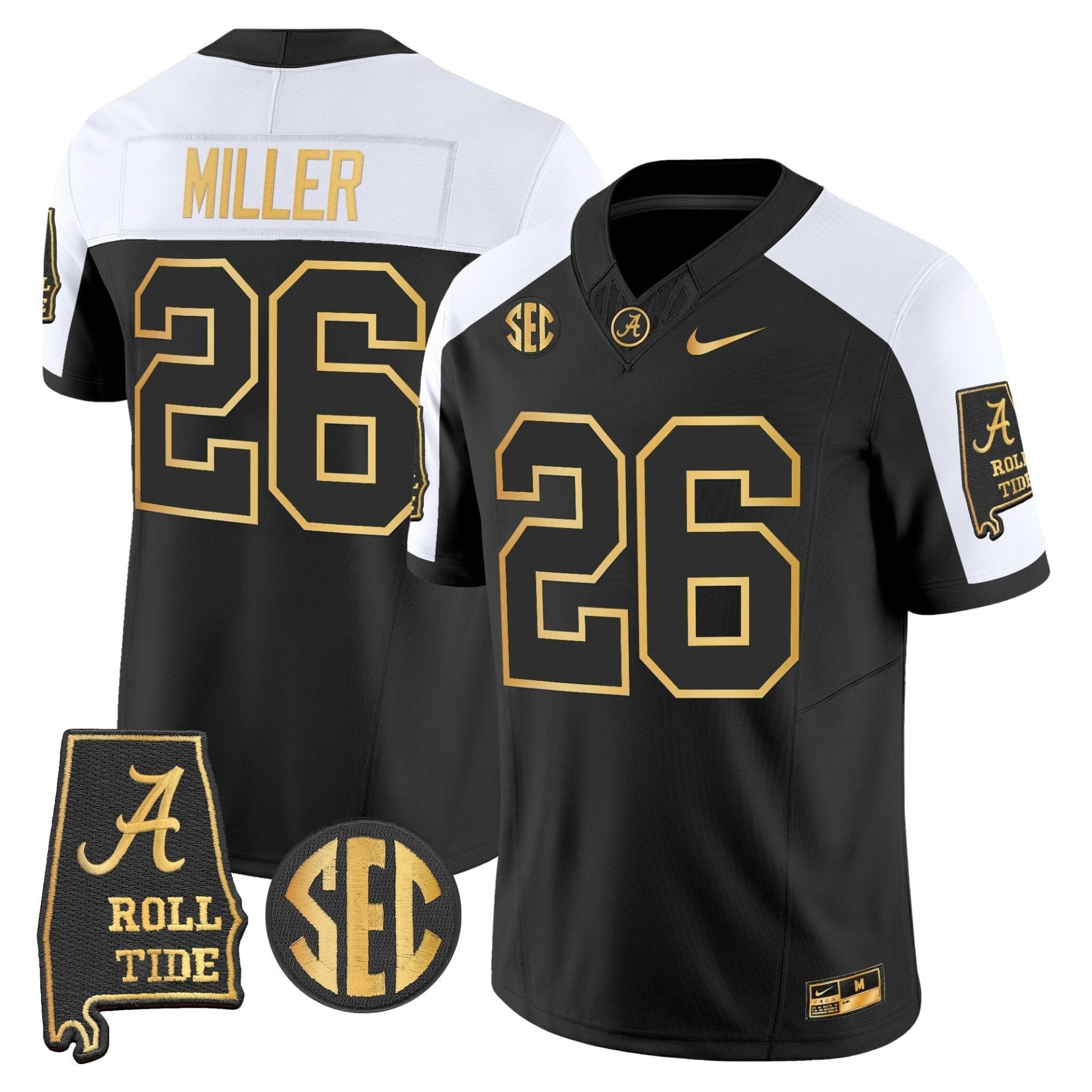 Alabama Crimson Tide 2025 Gold Vapor Limited Jersey - Alabama Map - All Stitched - Image 35
