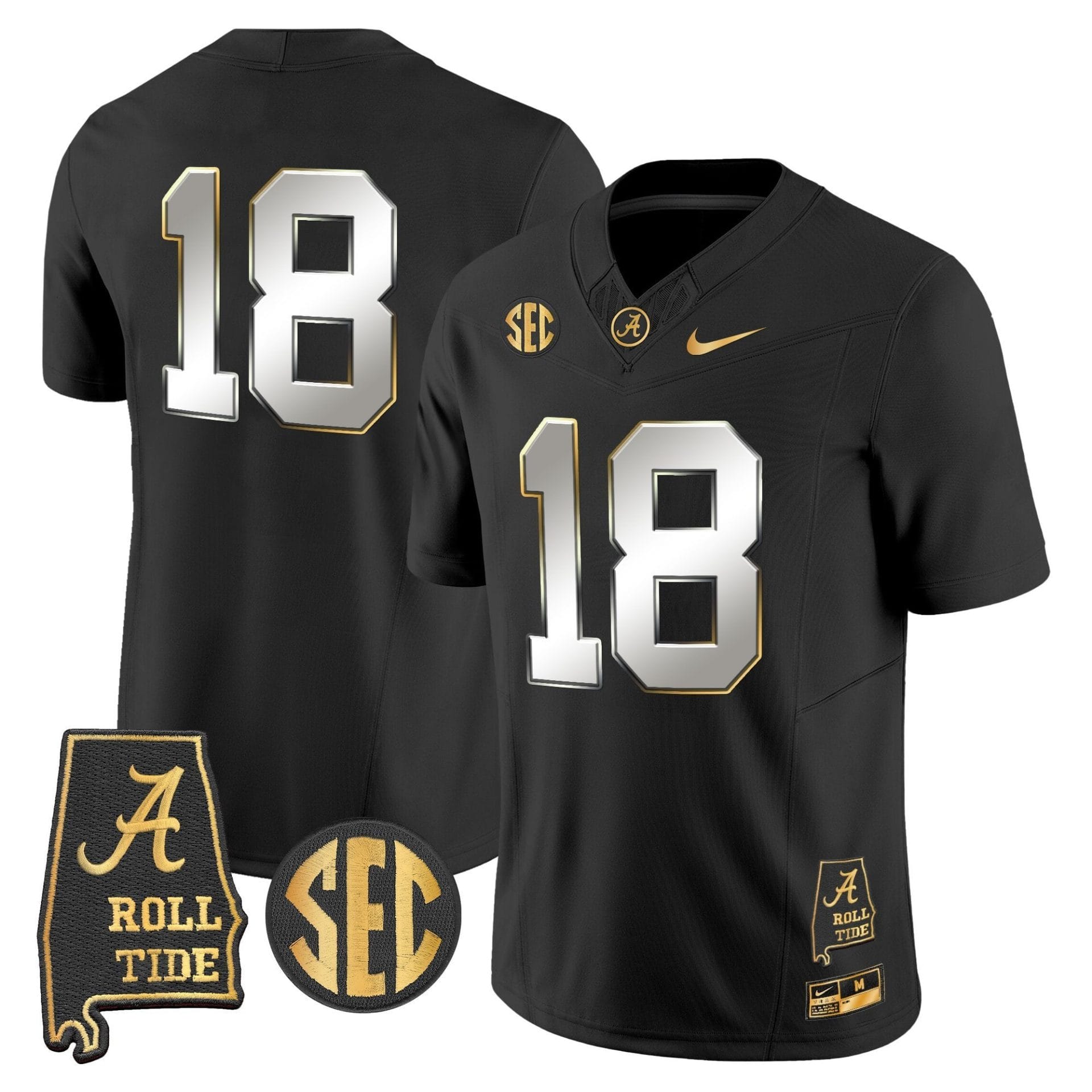 Alabama Crimson Tide 2025 Gold Vapor Limited Jersey - Alabama Map - All Stitched - Image 30