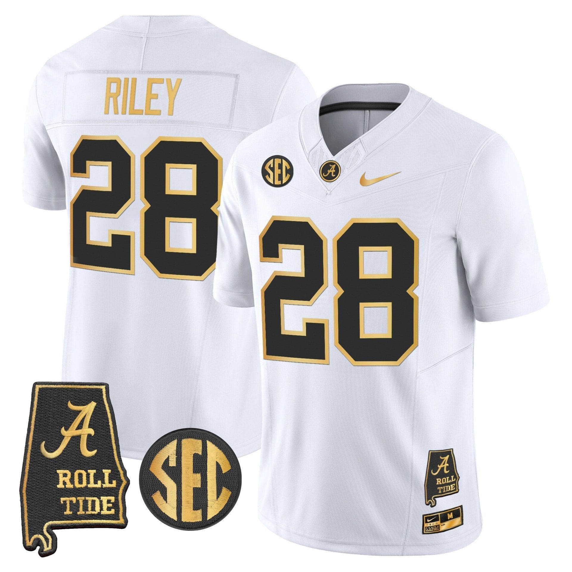 Alabama Crimson Tide 2025 Gold Vapor Limited Jersey - Alabama Map - All Stitched - Image 13