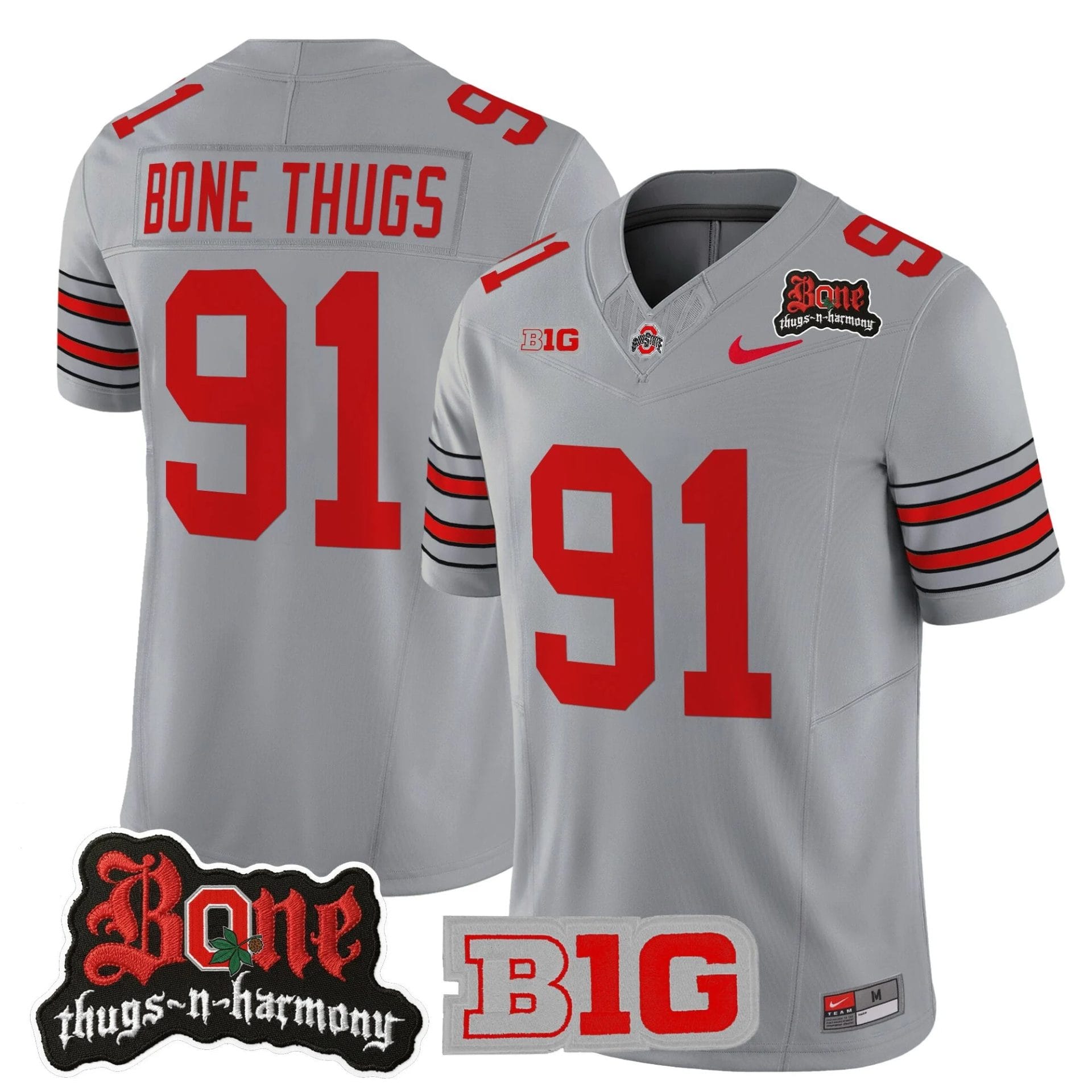 Alternative view of 1991 Bone Thugs Jersey Ohio State Buckeyes Bone Thugs-N-Harmony Stitched