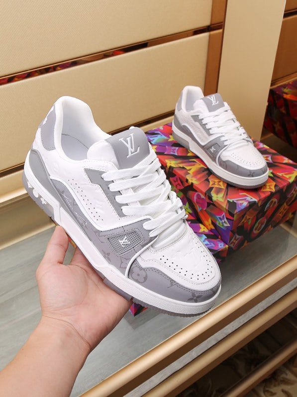 Luxury Trainer Skate Sneakers Shoes #54 Signature Gray White - Image 2
