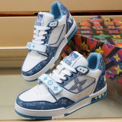 Luxury Virgil Trainer Sneakers Shoes Signature Blue White Monogram