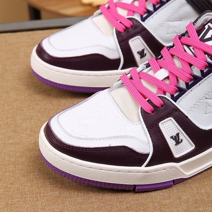 Alternative view of Luxury Virgil Trainer Sneakers Shoes Signature White Purple Monogram