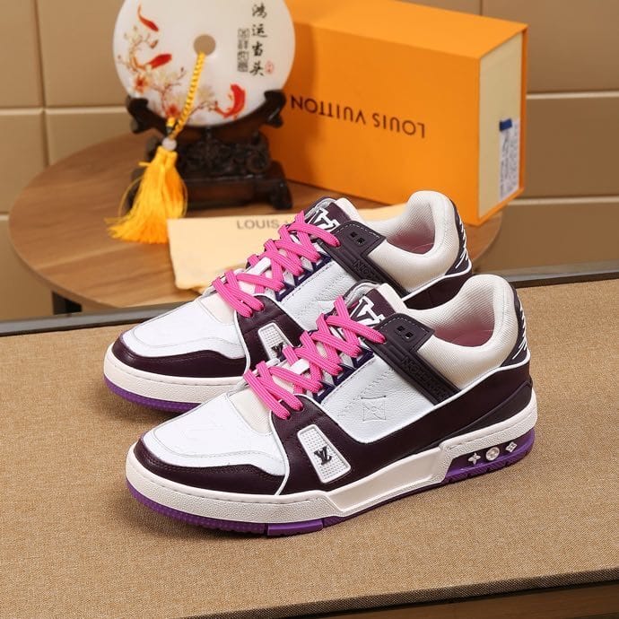 Luxury Virgil Trainer Sneakers Shoes Signature White Purple Monogram - Image 3